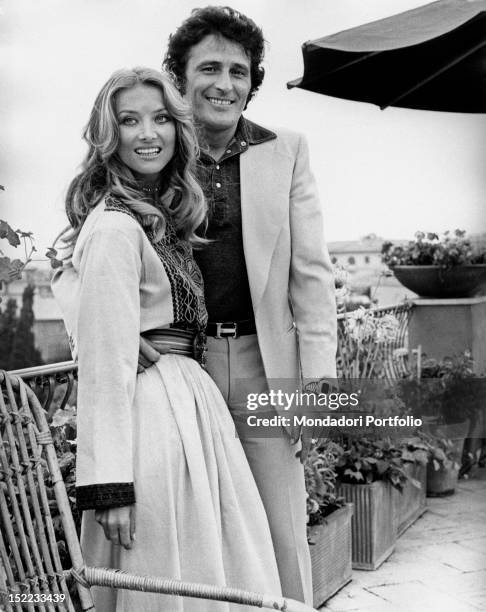 Portrait of the German-born Italian actress Barbara Bouchet and her husband the Italian businessman Luigi Borghese. Rome, 1970s