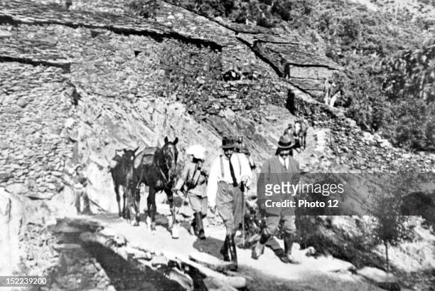 Spain King Alfonso XIII of Spain visiting Las Hurdes mountains, in one of the most deprived areas of Spain.