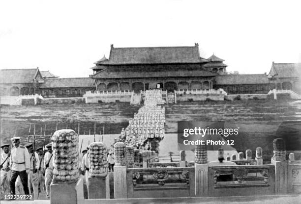 Boxer Rebellion The Russian military parade crossing one of the courtyards of the Imperial Palace, August 26 in Peking.