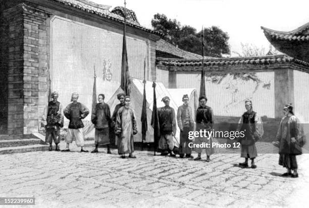 China Boxer Rebellion, Chinese guards in front of the French residence in Yunnan-Sen.