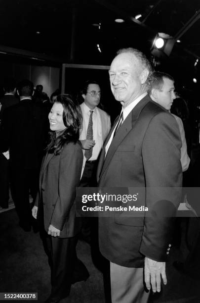 Betsy Arakawa and Gene Hackman attend the local premiere of "The Chamber" at the headquarters of the Academy of Motion Picture Arts and Sciences in...