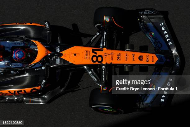 Oscar Piastri of Australia driving the McLaren MCL60 Mercedes on track during practice ahead of the F1 Grand Prix of Great Britain at Silverstone...