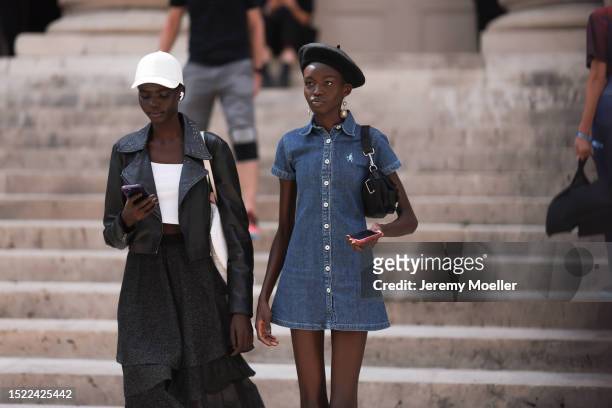 Is seen wearing ... Outside during the Fendi Show Haute Couture Fall/Winter 2023/2024 as part of Paris Fashion Week on July 06, 2023 in Paris, France.