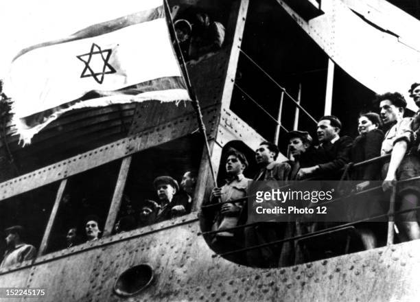 Return to Palestine of Jewish refugees, They are part of the first repatriation group of 13, 000 who were taken to Cyprus, Aboard the 'Empire royal',...