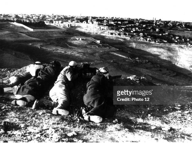 Jerusalem, guerrilla warfare between Arabs and Jews, an Arab post established after a powerful Jewish attack against the village located in the...