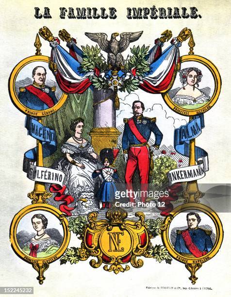 Epinal popular print, Napoleon III and the imperial family, 19th, France, Private collection.