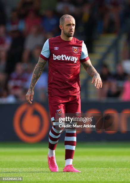 Danny Ings of West Ham United during the Pre-Season Friendly between Borehamwood and West Ham United at Meadow Park on July 10, 2023 in Borehamwood,...