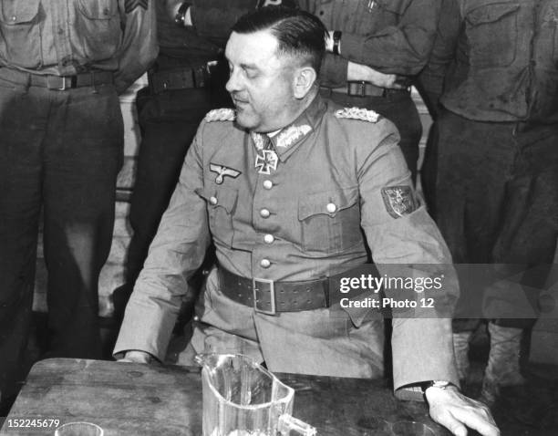 General Dietrich von Choltitz, German Commander of Paris, is shown during his surrender to the Allies in the French capital August 25, 1944.