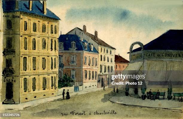 Charleville-Mezieres , Rue Forest, watercolor France, Departmental Archives of the Ardennes.