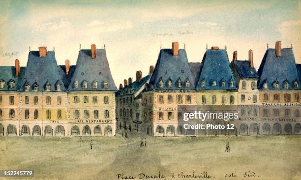 Charleville-Mezieres , Place Ducale, south side, watercolor France, Departmental Archives of the Ardennes.