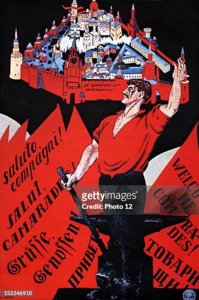 Political poster by Dimitri Moor , 'Long live the 3rd International', US, S, R, c Private collection.