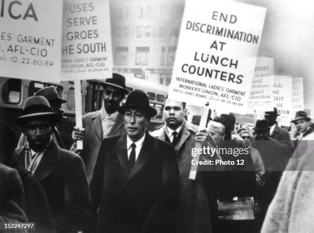 Demonstration for the civil rights, 20th century, United States, New York, Schomburg Center.