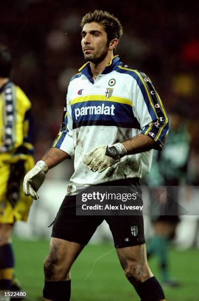 Gianluigi Buffon of Parma during the UEFA Cup fourth round second leg game between Werder Bremen and Parma at the Weserstadion in Bremen, Germany....