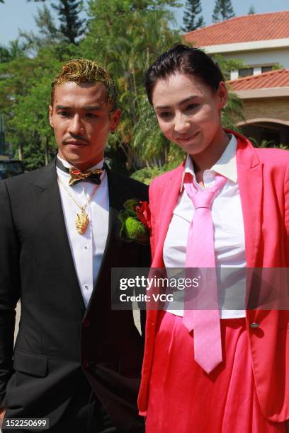 Actress Cecilia Cheung attends the wedding ceremony of her younger brother Cheung Ho-lung on September 17, 2012 in Hong Kong.