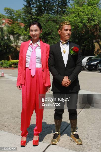 Actress Cecilia Cheung attends the wedding ceremony of her younger brother Cheung Ho-lung on September 17, 2012 in Hong Kong.