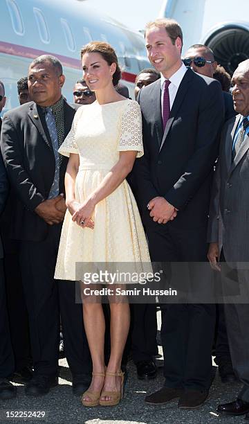 Prince William, Duke of Cambridge and Catherine, Duchess of Cambridge leave Honiara International airport to head to Tuvalu during the Royal couple's...