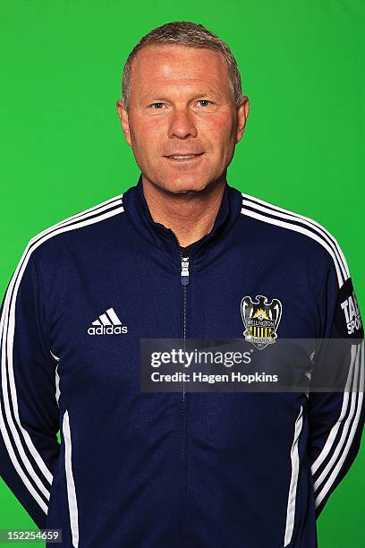 Coach Ricki Herbert poses during the Wellington Phoenix 2012-13 A-League season headshots at Westpac Stadium on September 18, 2012 in Wellington, New...