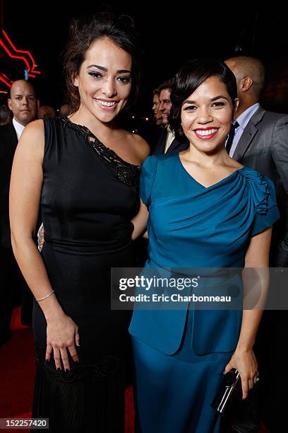 Natalie Martinez and America Ferrera at Open Road Films' "End Of Watch" Premiere held at Regal Cinemas L.A. LIVE Stadium 14 on September 17, 2012 in...