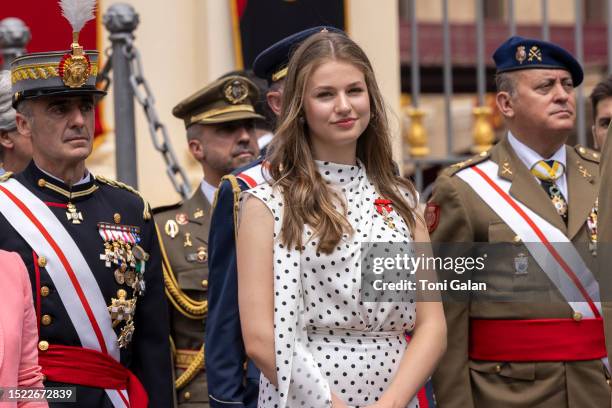 Crown Princess Leonor of Spain attends the delivery of Royal offices of employment at the General Military Academy on July 07, 2023 in Zaragoza,...