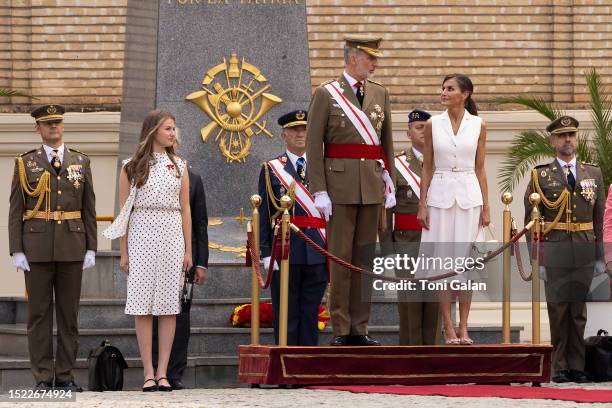 Crown Princess Leonor of Spain, King Felipe VI of Spain and Queen Letizia of Spain attend the delivery of Royal offices of employment at the General...