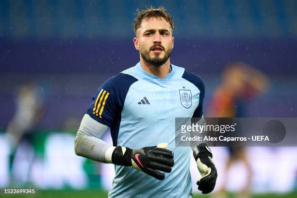 Arnau Tenas of Spain looks on during the Spain training session ahead of the UEFA Under-21 Euro 2023 Final match between England and Spain at Batumi...