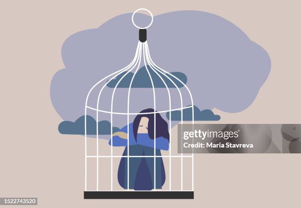 girl suffering from depression, apathy and emotional burnout. mental disorder concept. - addiction stock illustrations