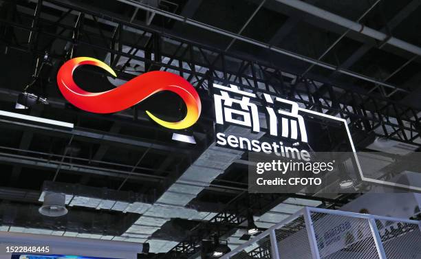 Visitors visit the Sensetime exhibition area at the 2023 World Artificial Intelligence Conference in Shanghai, China, July 7, 2023.