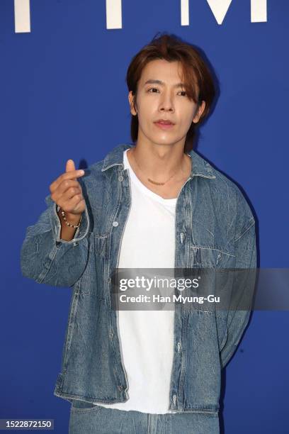 Donghae of South Korean boy band Super Junior is seen at the 'TIME' 30th anniversary 2023 FW collection on July 06, 2023 in Seoul, South Korea.