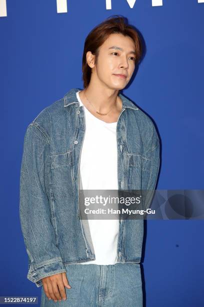 Donghae of South Korean boy band Super Junior is seen at the 'TIME' 30th anniversary 2023 FW collection on July 06, 2023 in Seoul, South Korea.