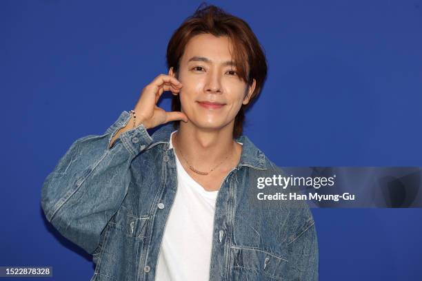 Donghae of South Korean boy band Super Junior is seen at the 'TIME' 30th anniversary 2023 FW collection on July 06, 2023 in Seoul, South Korea.