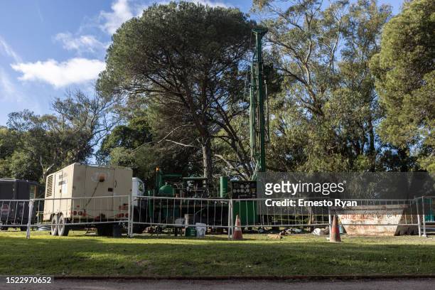 Water bomb from OSE pumps underground water that is drinkable to supply hospitals on July 07, 2023 in Montevideo, Uruguay. The country faces its...
