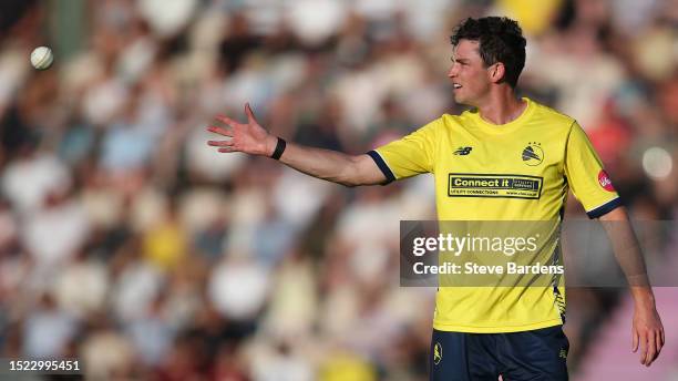 John Turner of Hampshire Hawks catches the ball during the Vitality Blast T20 Quarter-Final match between Hampshire Hawks and Worcestershire Rapids...