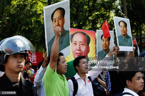 Chinese protestors stage an anti Japan rally outside the Japan Embassy on September 18, 2012 in Beijing, China. Protests have taken place across...