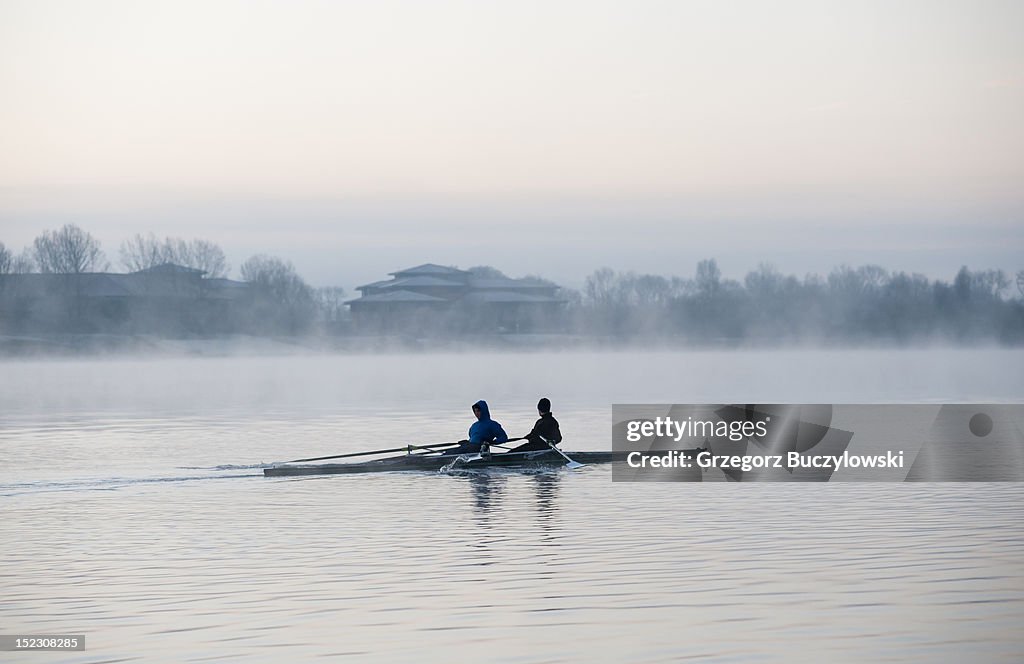 Rowing in mist