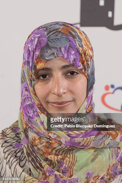 Nobel Peace Prize laureate, Tawakkol Karman attends 'Save The Children Awards 2012' Press Conference at Casa de America on September 18, 2012 in...