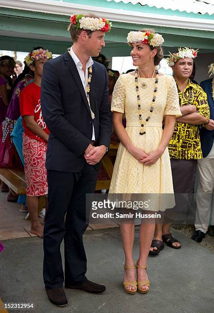 Catherine, Duchess of Cambridge and Prince William, Duke of Cambridge visit Nauti Primary School during the Royal couple's Diamond Jubilee tour of...