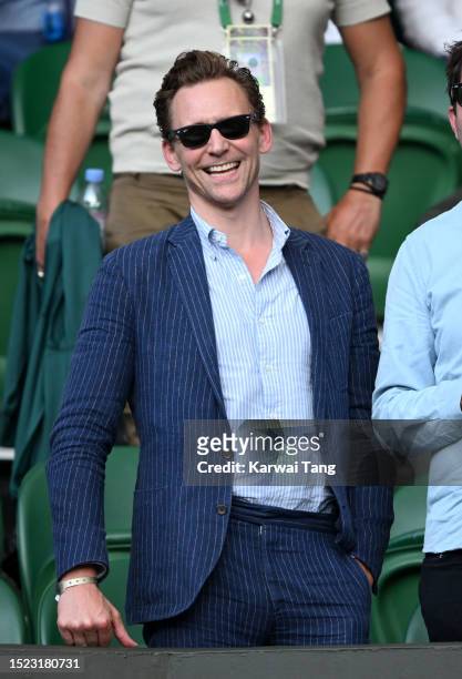 Tom Hiddleston attends day five of the Wimbledon Tennis Championships at All England Lawn Tennis and Croquet Club on July 07, 2023 in London, England.