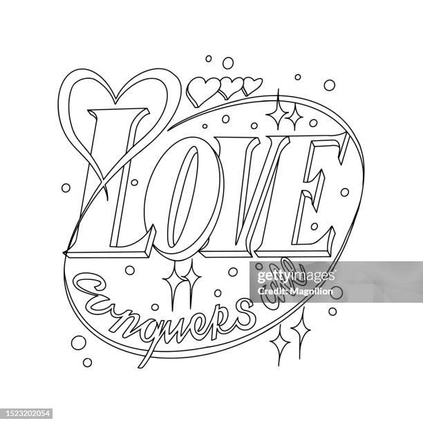 love conquers all lettering - confession stock illustrations