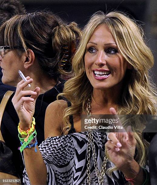 Silvia Slitti attends the UEFA Champions League group C match between AC Milan and RSC Anderlecht at Stadio Giuseppe Meazza on September 18, 2012 in...