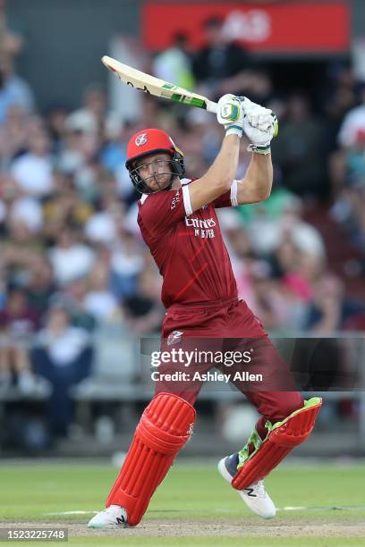 Jos Buttler of Lancashire Lightning batting during the Vitality Blast T20 Quarter-Final match between Lancashire Lightning and Surrey CCC at Emirates...