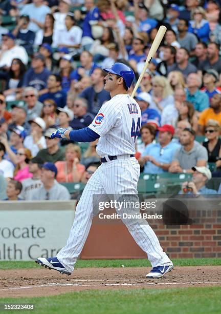 Anthony Rizzo of the Chicago Cubs plays against the Pittsburgh Pirates on September 16, 2012 at Wrigley Field in Chicago, Illinois.