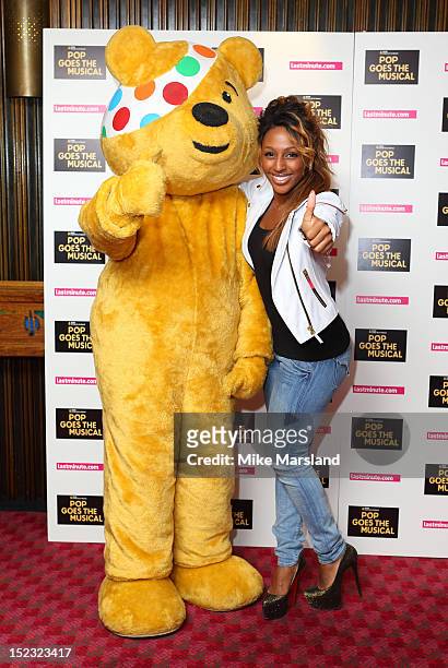 Alexandra Burke poses during a special performance of 'Les Miserables' in aid of Children in Need's POP goes the Musical on September 18, 2012 in...
