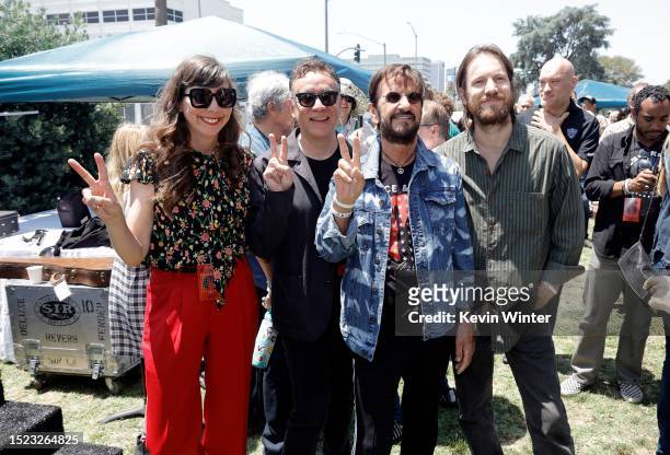 Nikki Monninger, Fred Armisen, Ringo Starr, and Blake Mills attend Ringo's Annual Peace & Love Birthday Celebration on July 07, 2023 in Beverly...