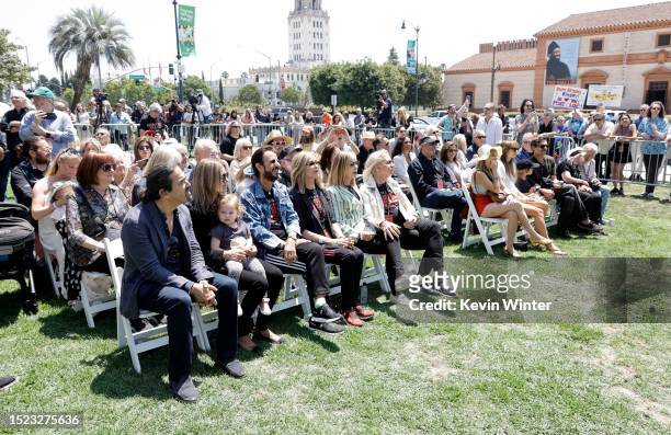 Ringo Starr, Barbara Bach, Marjorie Bach and Joe Walsh attend Ringo's Annual Peace & Love Birthday Celebration on July 07, 2023 in Beverly Hills,...