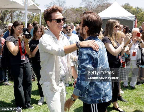 Richard Marx and Ringo Starr attend Ringo's Annual Peace & Love Birthday Celebration on July 07, 2023 in Beverly Hills, California.