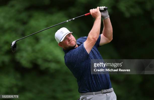 Reid Martin of the United States plays his shot from the sixth tee during the second round of the John Deere Classic at TPC Deere Run on July 07,...