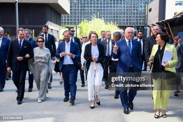 July 2023, Luxembourg, Luxemburg: Federal President Frank-Walter Steinmeier and his wife Elke Büdenbender , together with Grand Duke Henri of...