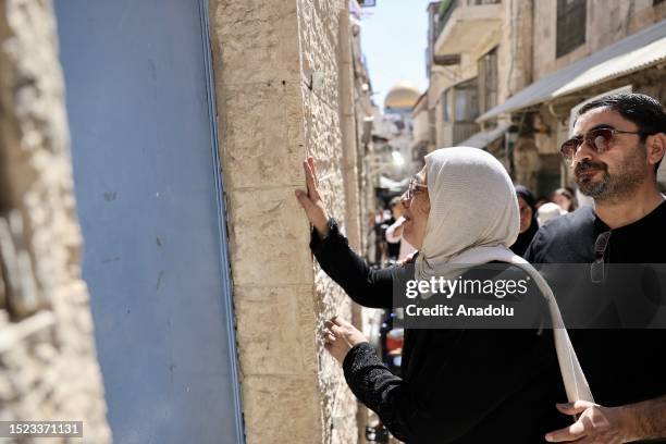 Members of the Palestinian Sub Leben family get upset after Israeli police forcibly evict the their home at the Old City near the Al-Aqsa Mosque in...