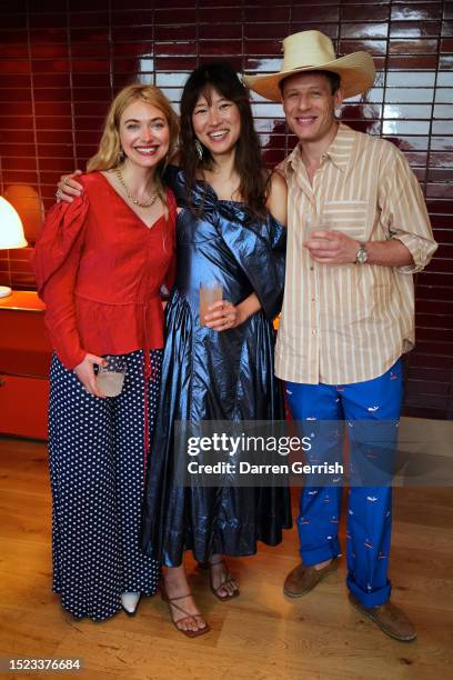 Imogen Poots, Rejina Pyo and James Norton attend Rejina Pyo's Birthday Party at The Townhouse 8 at The Standard on July 07, 2023 in London, England.