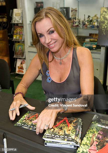 Actress Tanya Newbould attends "The Victim" DVD Signing And Release Party at Dark Delicacies Bookstore on September 18, 2012 in Burbank, California.